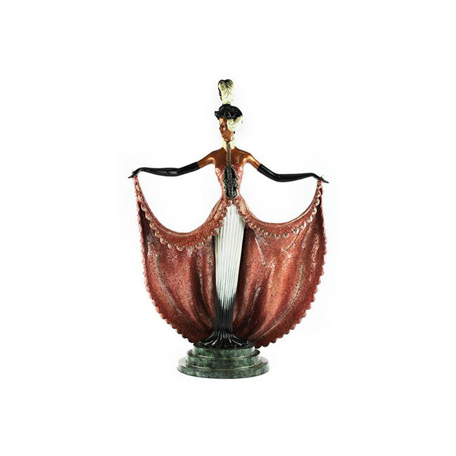 Cabaret by Erte, 1989 bronze with hand colored patina