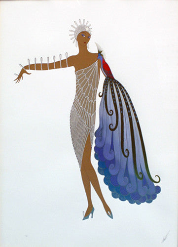 Diva II 2/2 by Erte, 1984 embossed serigraph, with foil stamping