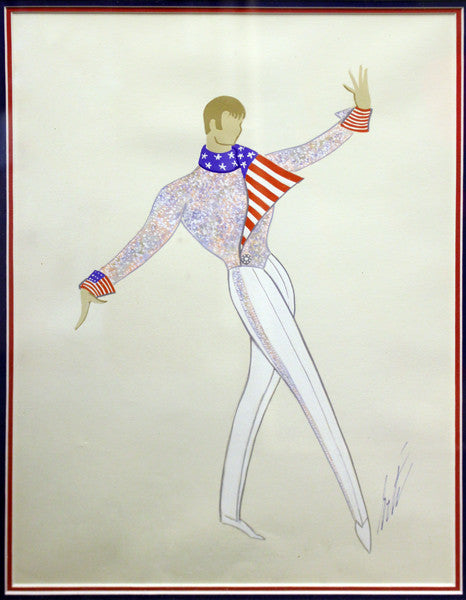 Patriots # 6168 by Erte, 1968 gouache on paper