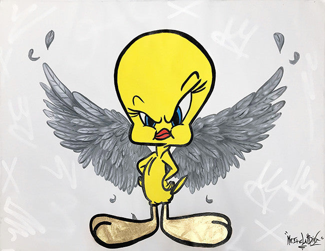 Angel Tweety by Mr. Exclusive, 2018 acrylic on canvas