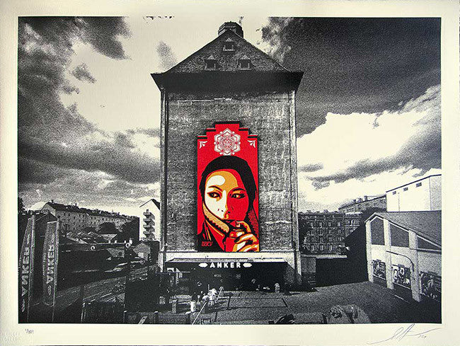 Commanda Mural by Shepard Fairey, 2013 heliograph and lithograph (etching)