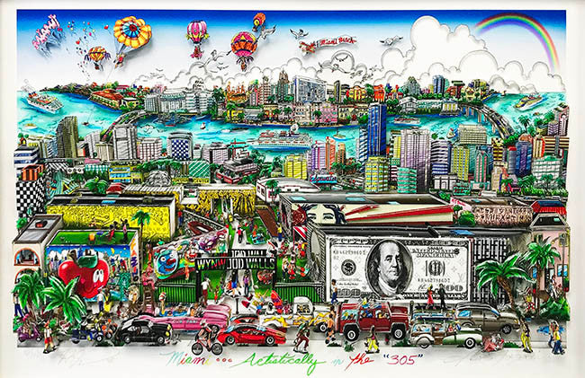 Miami by Charles Fazzino, 2019 3d mixed media serigraph