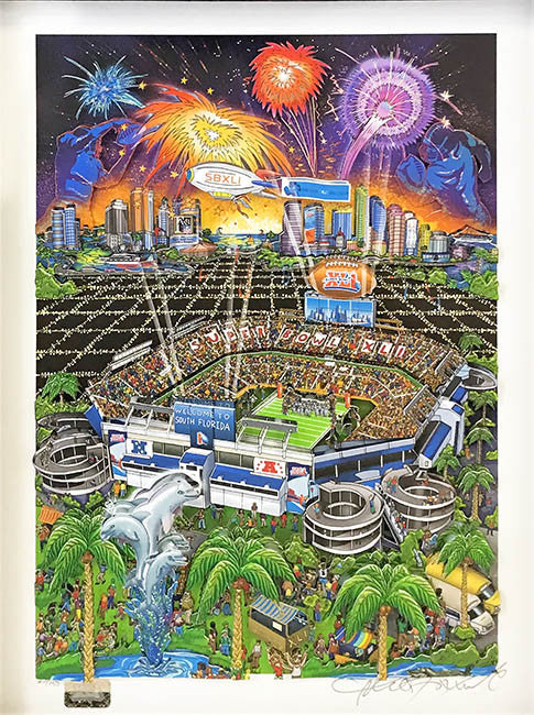 Super Bowl XLI by Charles Fazzino, 2007 3d mixed media serigraph