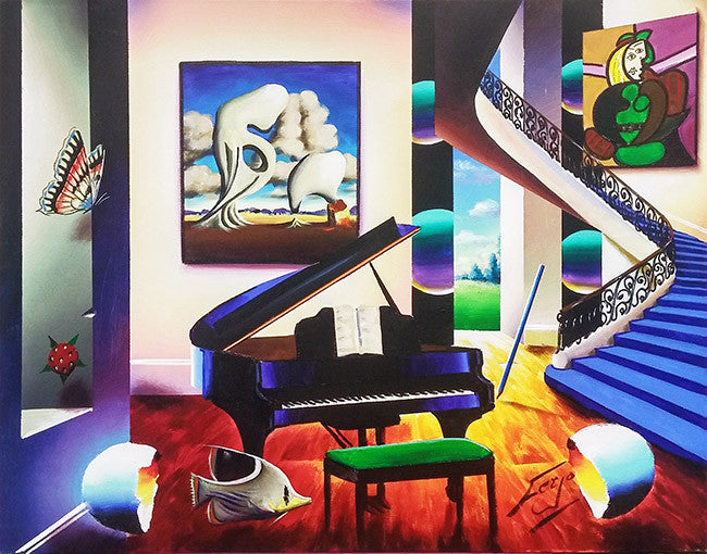 Black Piano by Ferjo, oil on canvas