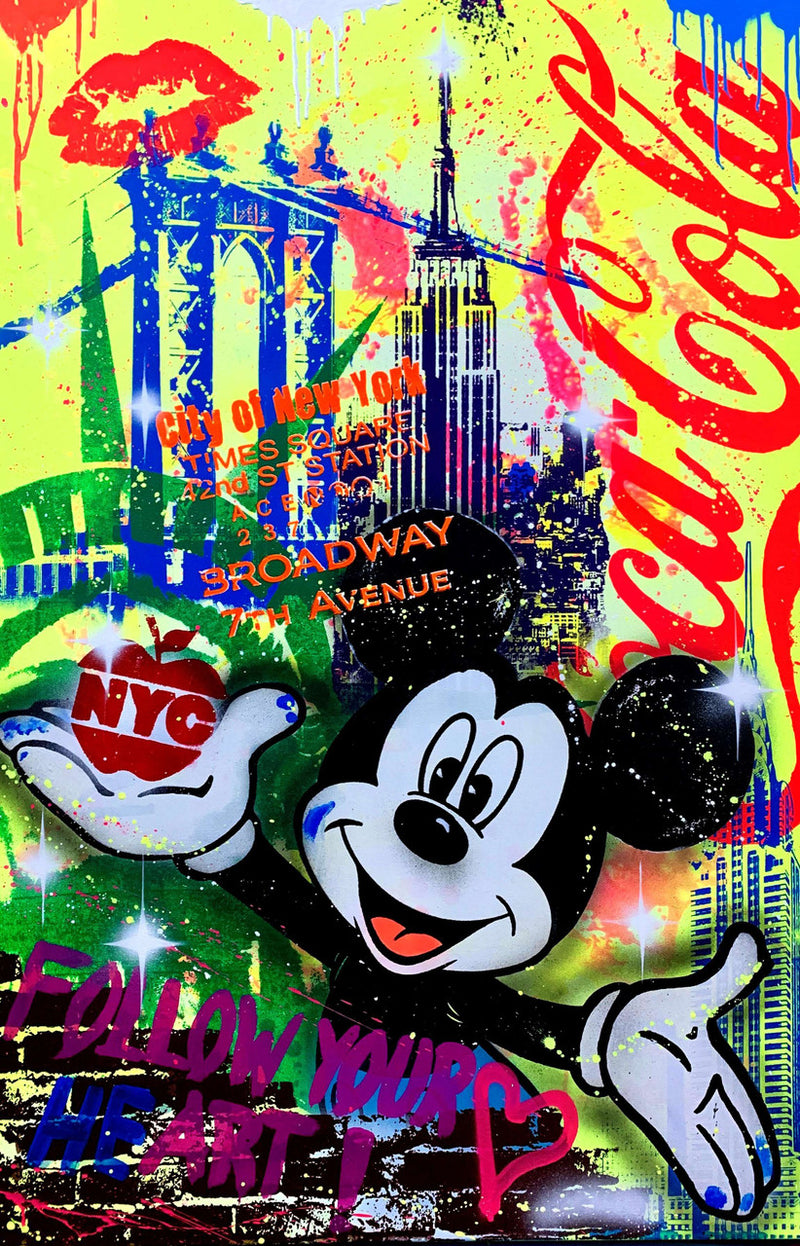 Mickey Nyc Big Apple by Michel Friess, 2016 silkscreen and mixed media on canvas