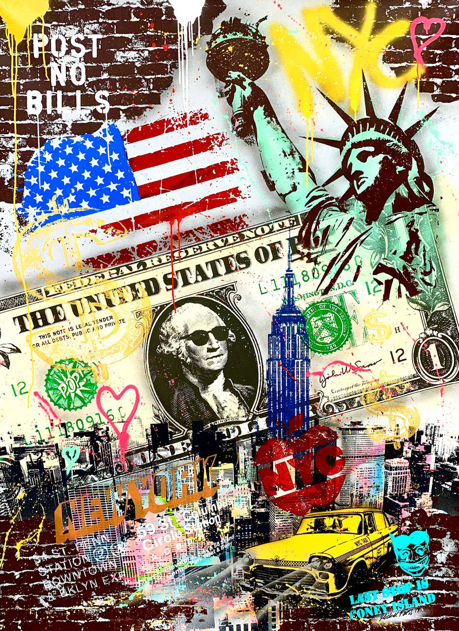 Nyc Big Pop Art Dollar by Michel Friess, 2016 silkscreen and mixed media on canvas