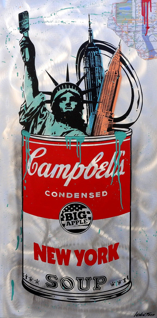 Nyc Soup by Michel Friess, 2016 silkscreen and mixed media on aluminum