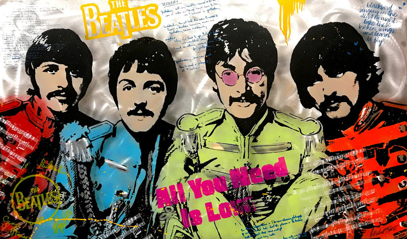 Beatles by Michel Friess, 2016 silkscreen and mixed media on aluminum