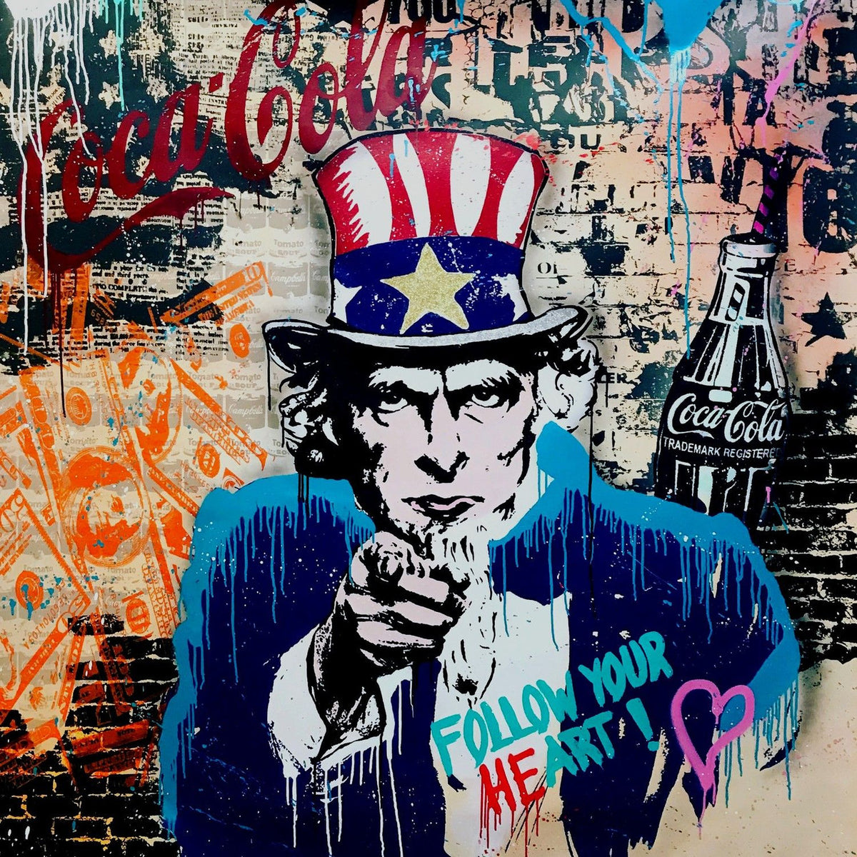 Big Uncle Sam by Michel Friess, 2016 silkscreen and mixed media on canvas