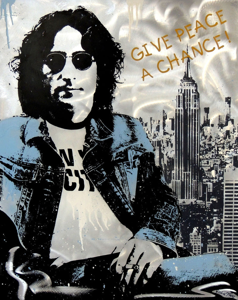 John Lennon by Michel Friess, 2016 silkscreen and mixed media on aluminum