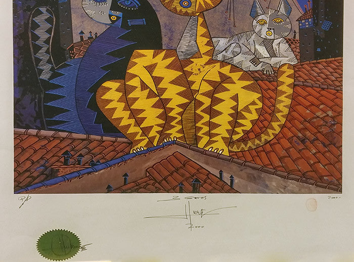 3 Gatos by Jesus Fuertes, 2000 lithograph — detail 2