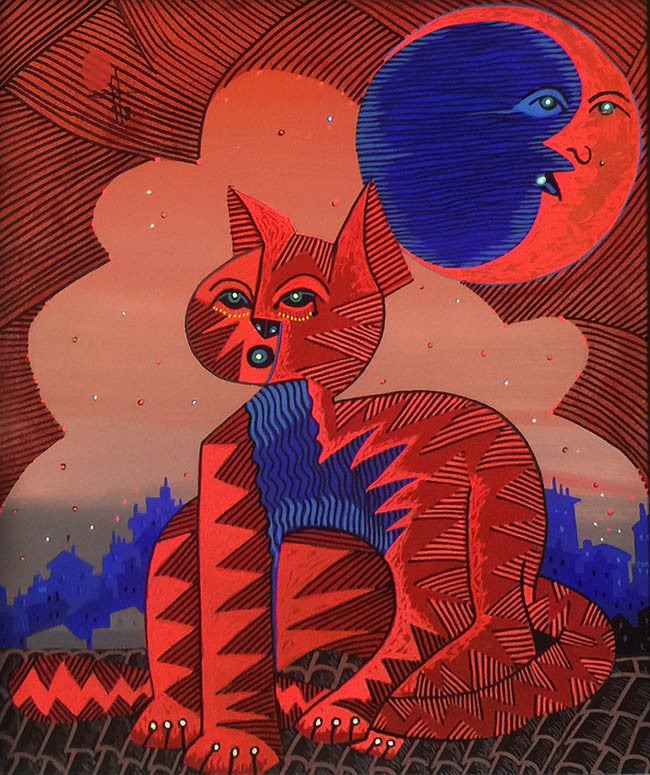 Red Gato by Jesus Fuertes, 2000 mixed media on canvas