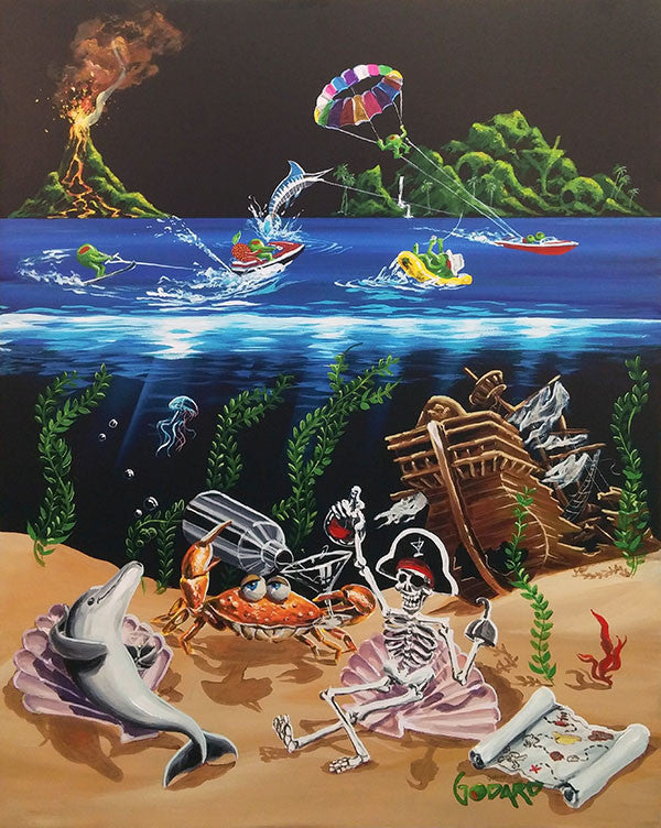 Sand Bar 2 by Michael Godard, hand embellished giclee on canvas — detail 2