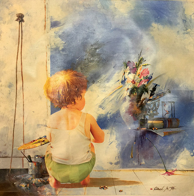 Boy in Studio by Michael Gorban, giclee, on canvas