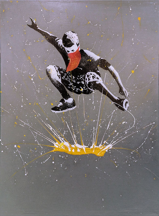 Bomb It (Grey) by Grafter, 2016 mixed media on canvas