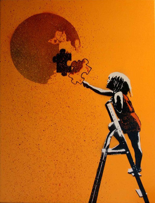 With One Piece Missing, the Whole Thing's Broken (Mango) by Grafter, 2012 Somerset watercolor paper
