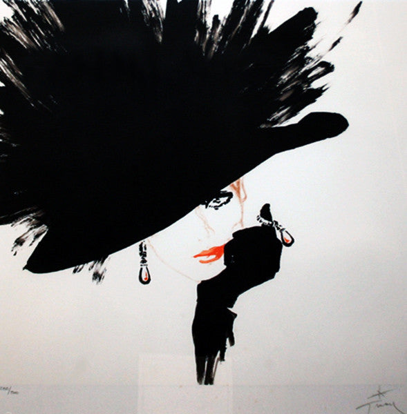 Black Hat by Rene Gruau, lithograph on Arches paper