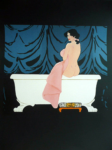 Diane Au Bain by Rene Gruau, 1990 lithograph on Arches paper