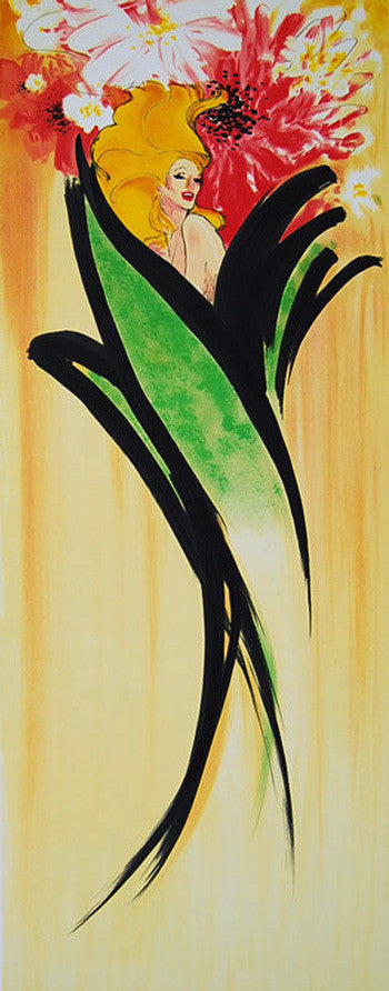 Les Iris by Rene Gruau, lithograph on Arches paper
