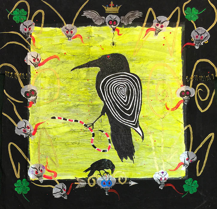 Black Raven by Michael Houghton, 2015 mixed media on canvas