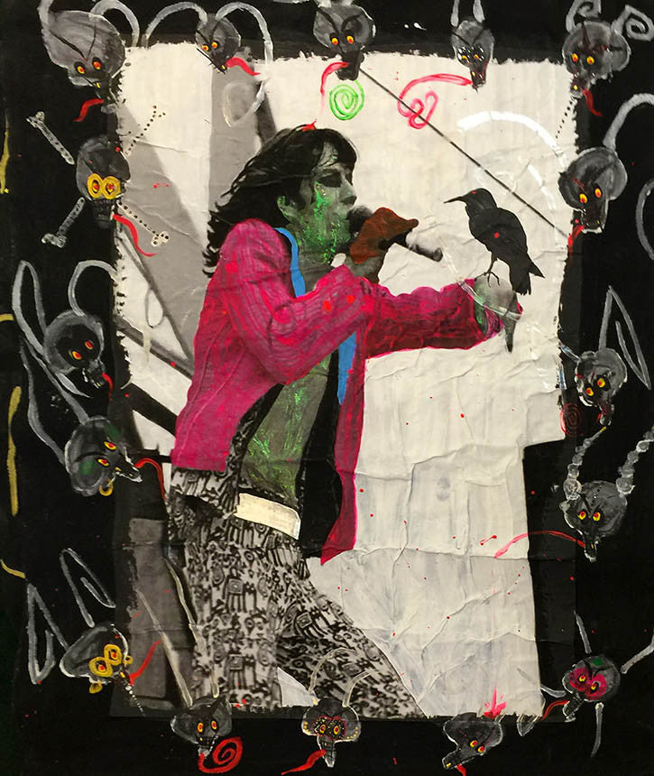 Mick Jagger by Michael Houghton, 2015 mixed media on canvas
