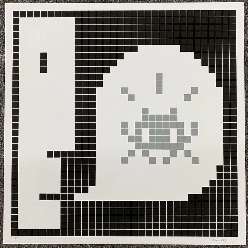 Alert: System Infected (Grey) by Invader, 2021 screenprint on paper