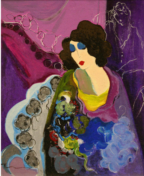 Charlotte Seated by Itzchack Tarkay, embellished serigraph, on canvas