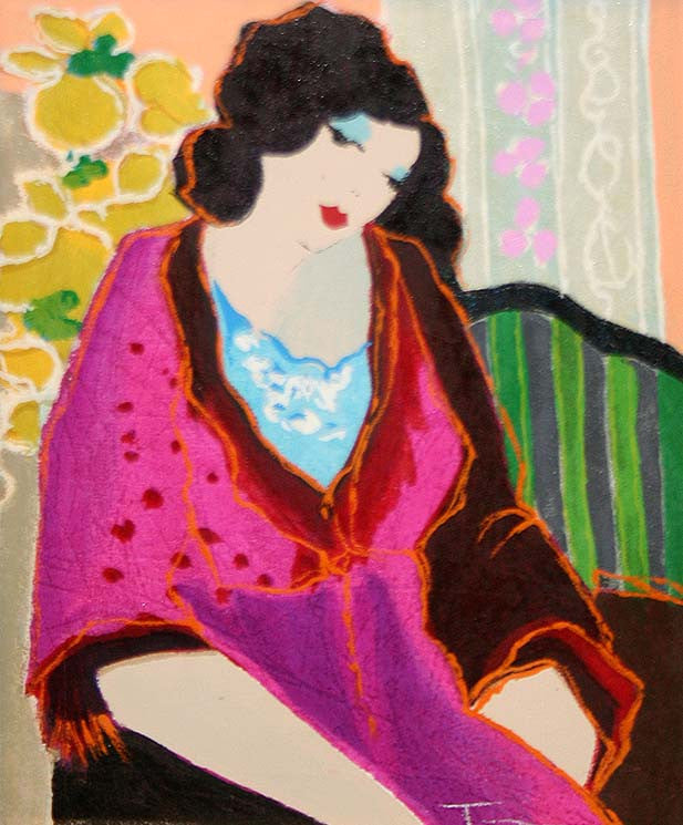 Reveuse by Itzchack Tarkay, serigraph on canvas