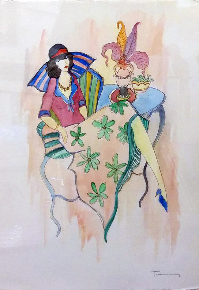 Floral Skirt (Watercolor) by Itzchack Tarkay