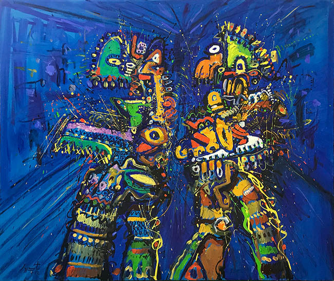 Viejos Y Nuevos Codices II by Jazzamoart by Artists Misc., 2012 oil on canvas