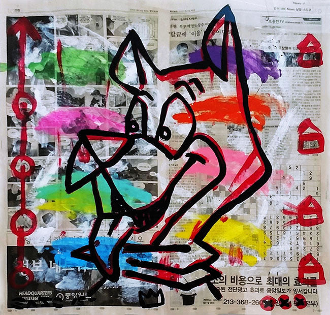 Astro by Gary John, 2015 acrylic & collage on newsprint