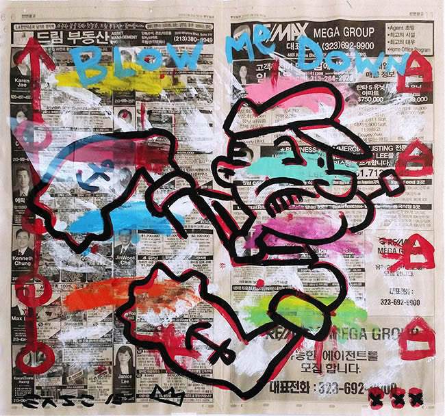 Popeye by Gary John by Artists Misc., 2015 acrylic & collage on newsprint