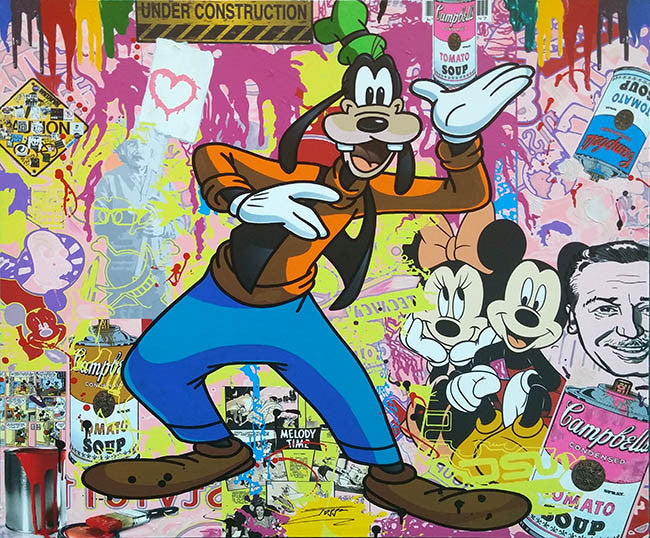 Goofy and Friends by Jozza, unique mixed media on canvas