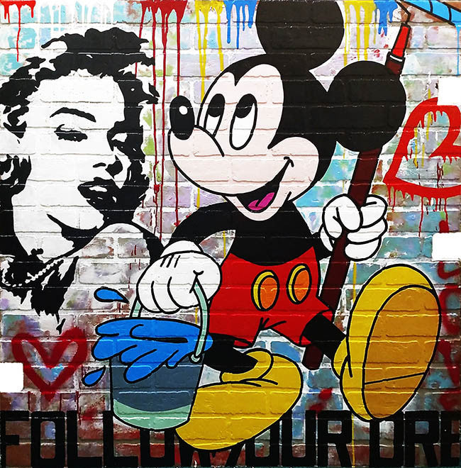 Mickey the Dreamer by Jozza, 2016 acrylic on wood