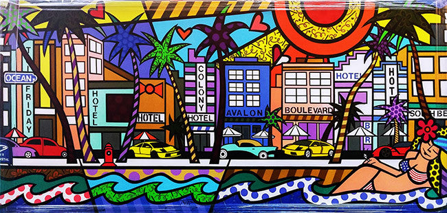 Ocean Drive by Jozza, giclee on canvas