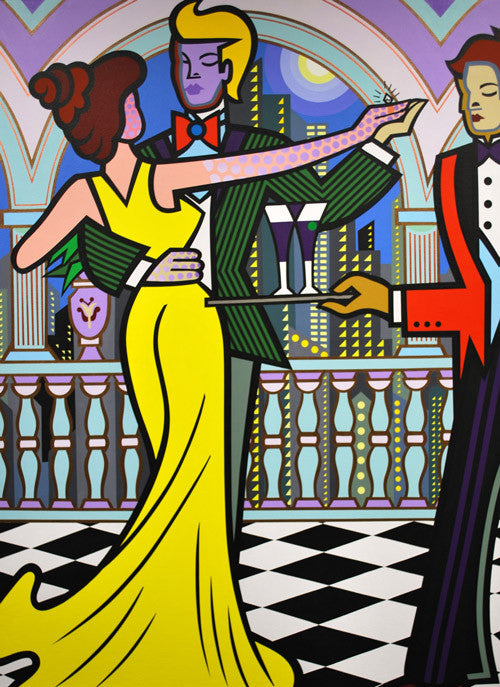 Terrace Dancing by Jozza, giclee on canvas