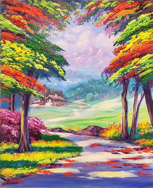 House in the Woods by Kardos, 2016 acrylic on canvas