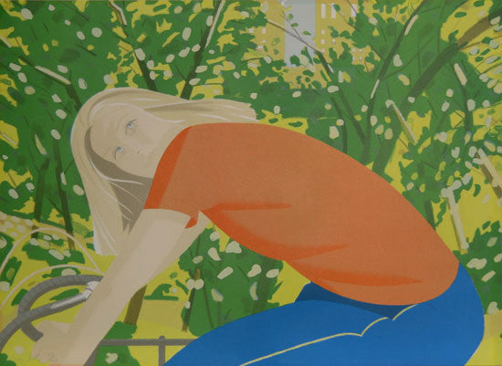 Bicycling in Central Park by Alex Katz, 1983 lithograph