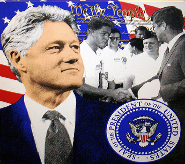Bill Clinton by Steve Kaufman, hand embellished silkscreen on canvas