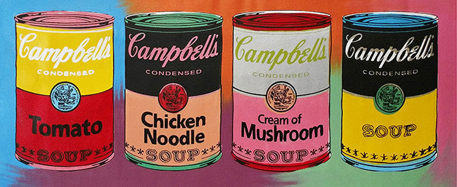 Campbells Soup by Steve Kaufman, 2001 mixed media on canvas, hand embellished