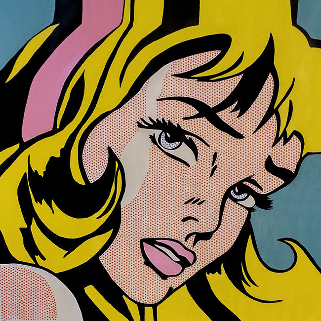 Crying Girls - Homage to Roy Lichtenstein by Steve Kaufman, 1995 hand painted oil and silkscreen on canvas