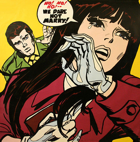 Dare to Marry by Steve Kaufman, hand painted unique silkscreen on canvas