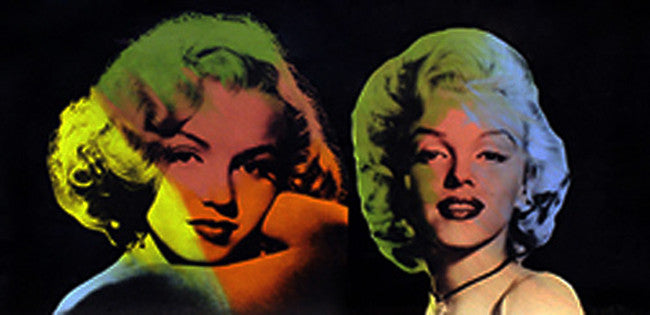Double Marilyn - Norma Jean (Blk) by Steve Kaufman, hand painted unique silkscreen on canvas