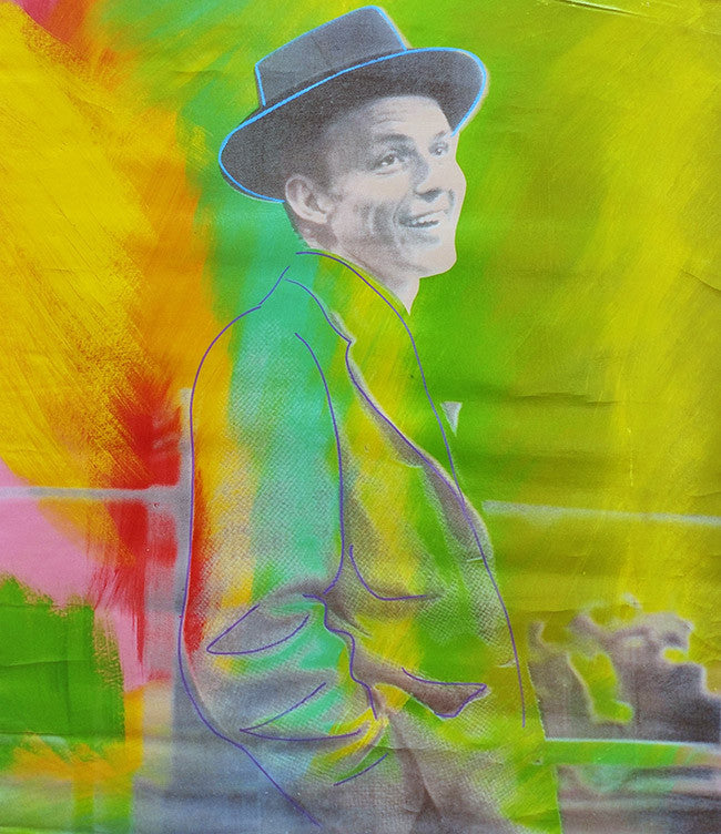 Frank Sinatra, Fondly by Steve Kaufman, 2001 mixed media on canvas, hand embellishe