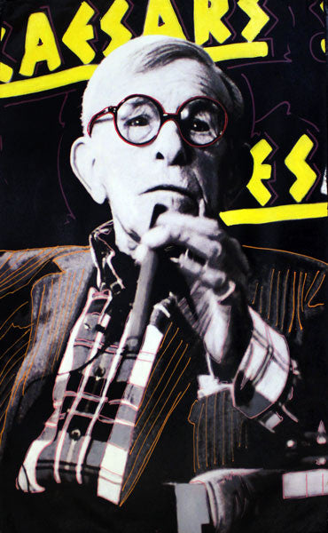 George Burns Performs at Caesar's by Steve Kaufman, hand painted oil and silkscreen on canvas