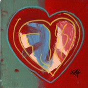 Heart (Green & Red) by Steve Kaufman, hand embellished silkscreen on canva