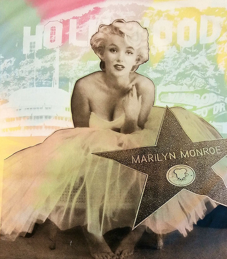 Hollywood Marilyn by Steve Kaufman, hand painted oil and silkscreen on canvas