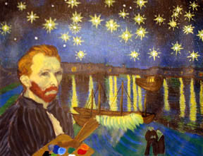 Homage to Van Gogh - Starry Night by the Bay by Steve Kaufman, oil on canva