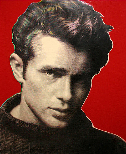 James Dean (Red) by Steve Kaufman, embellished screenprint on canvas