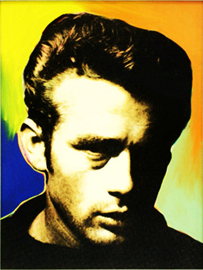 James Dean State I by Steve Kaufman, embellished screenprint on canvas